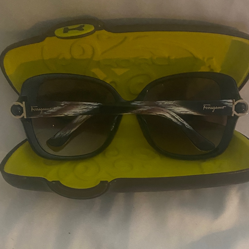 Salvatore Ferragamo Black And Gray Sunglasses